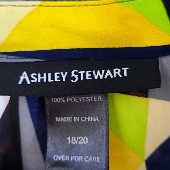 Ashley Stewart Colorful Cold-Shoulder Peplum Top, Buttondown, Size 18/20 - Picture 9 of 9